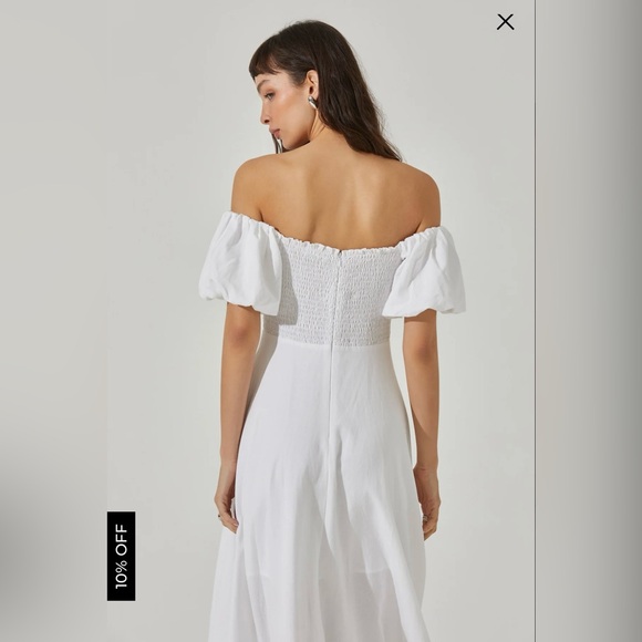 ASTR The Label Off Shoulder Puff Sleeve midi Dress - Picture 2 of 5